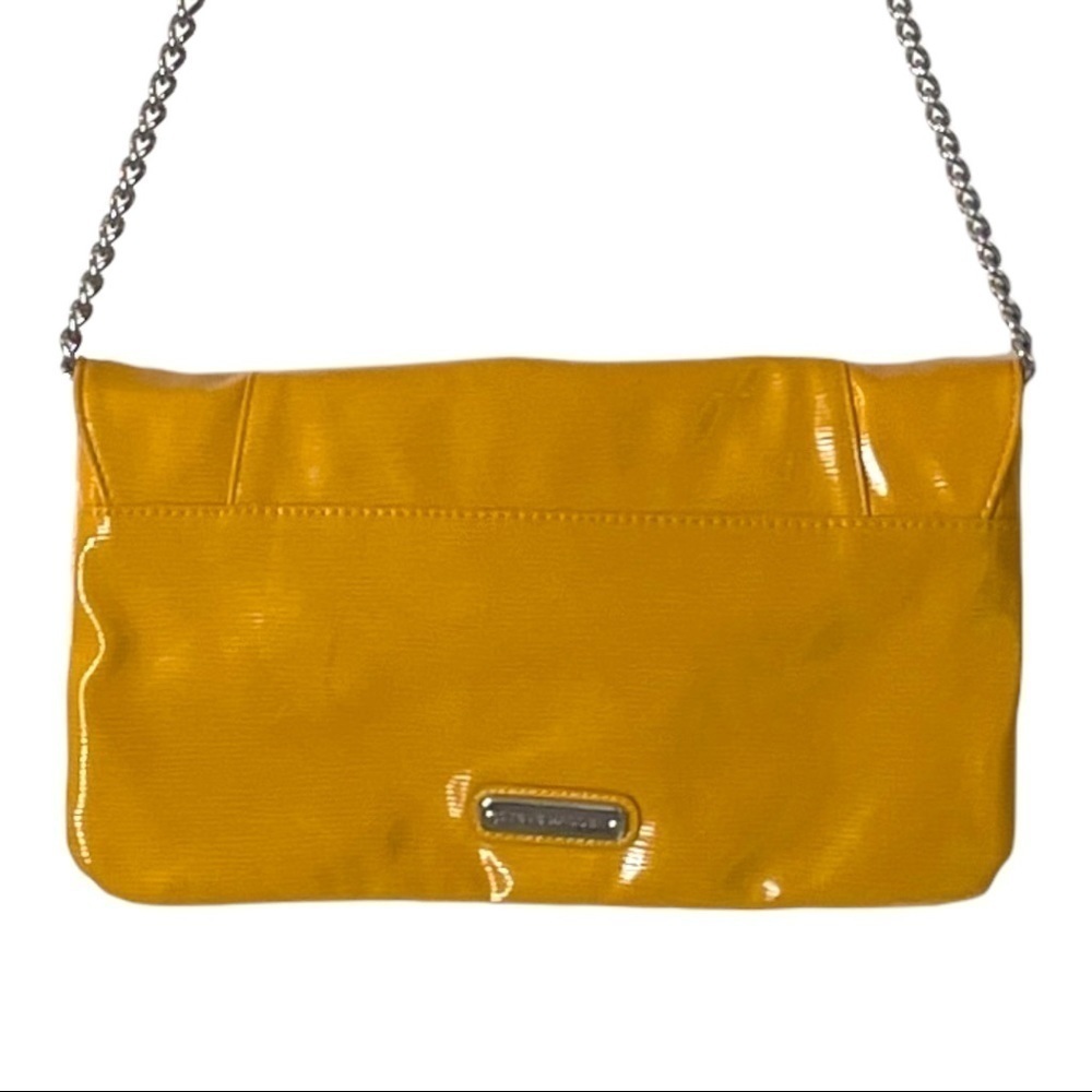 Steve Madden Glossy Patent Mustard Yellow Chain Link Crossbody Bag - Picture 5 of 11